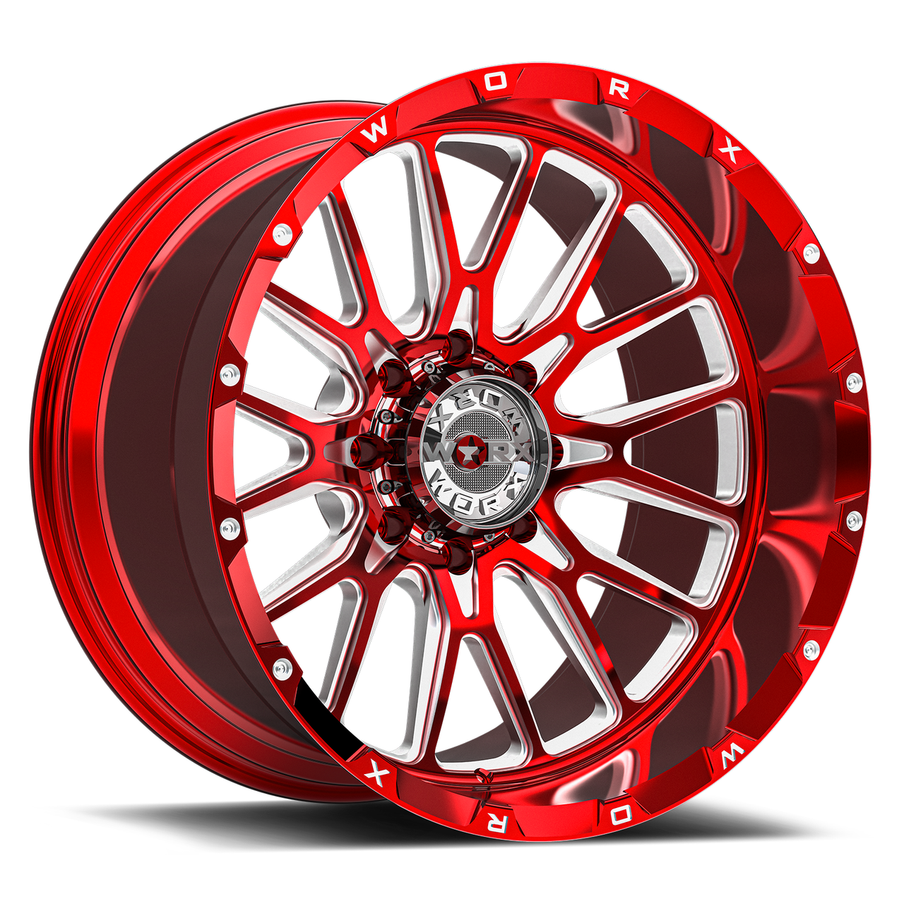 22" Worx 818RM Red Milled Wheel 22x12 8x180 -44mm Lifted For Chevy GMC Truck Rim