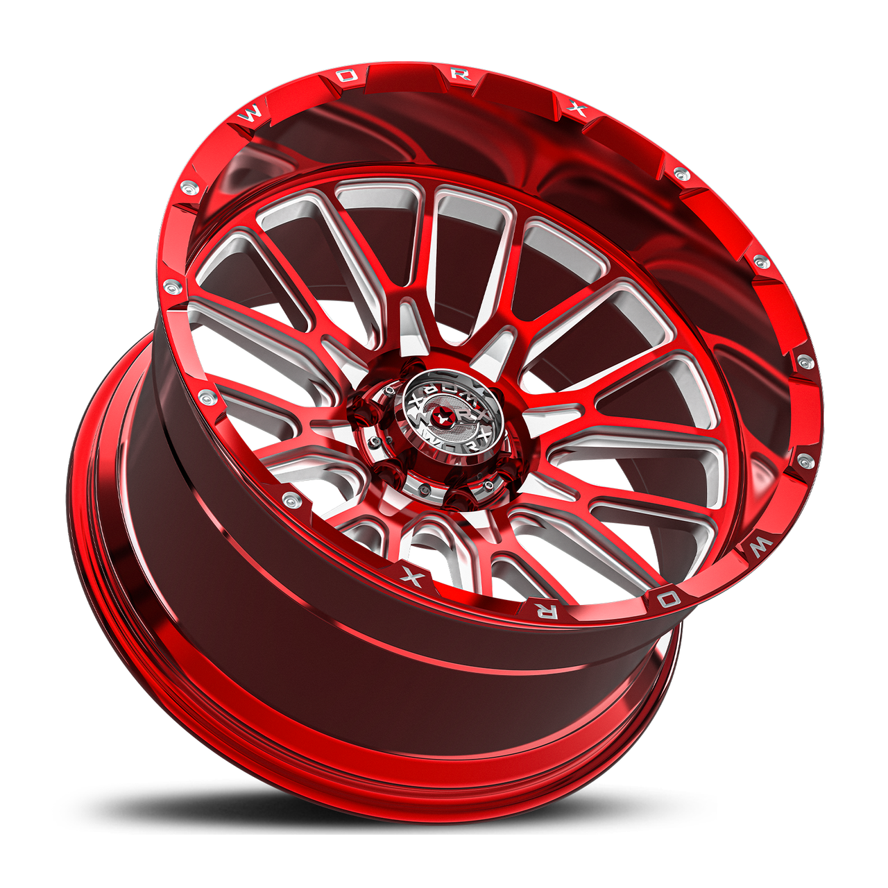 22" Worx 818RM Red Milled Wheel 22X12 5x5 5x5.5 -44mm Lifted For Jeep Dodge Rim