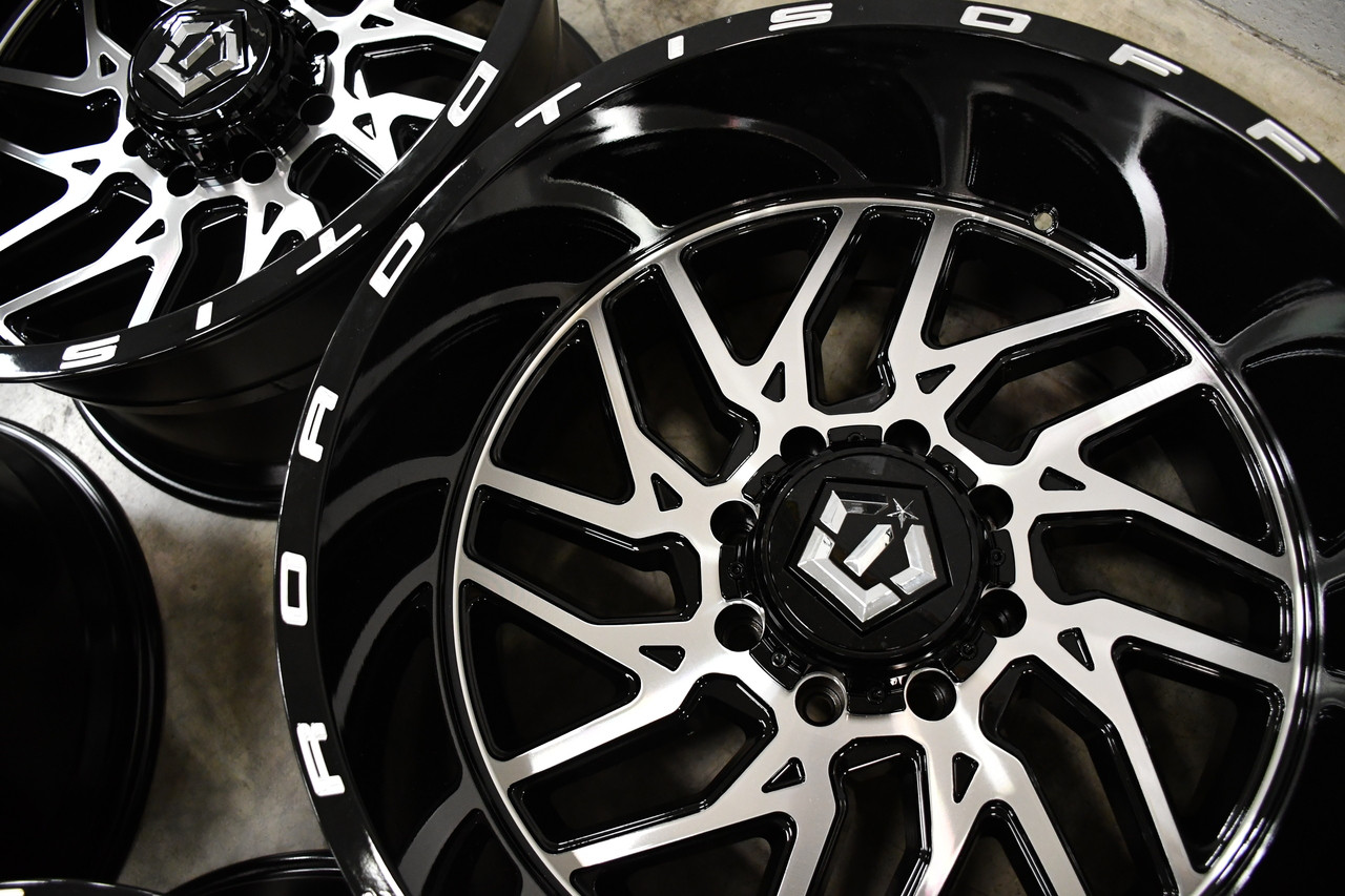 Set 4 20" TIS 544MB Gloss Black Machined Face 20x10 Wheels 8x6.5 -25mm Rims