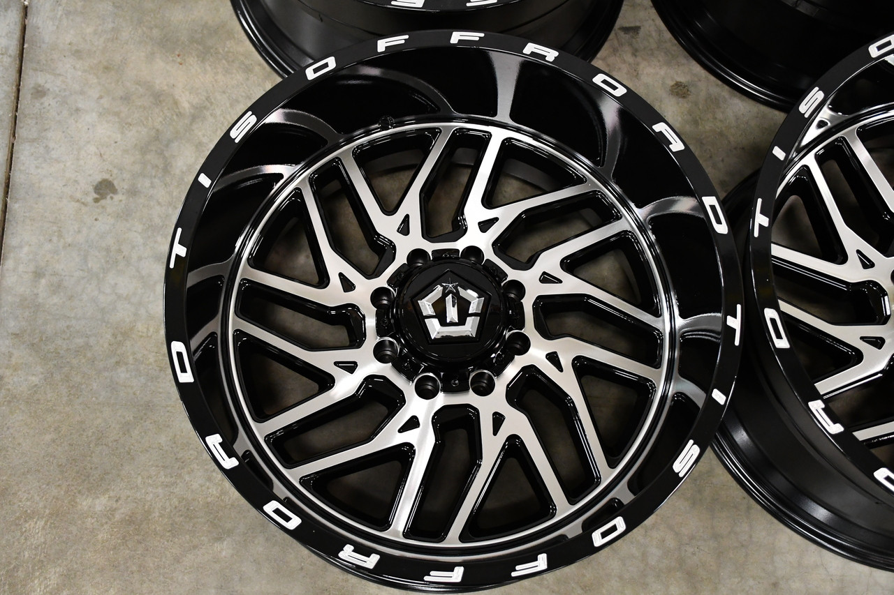 Set 4 20" TIS 544MB Gloss Black Machined Face 20x10 Wheels 8x6.5 -25mm Rims