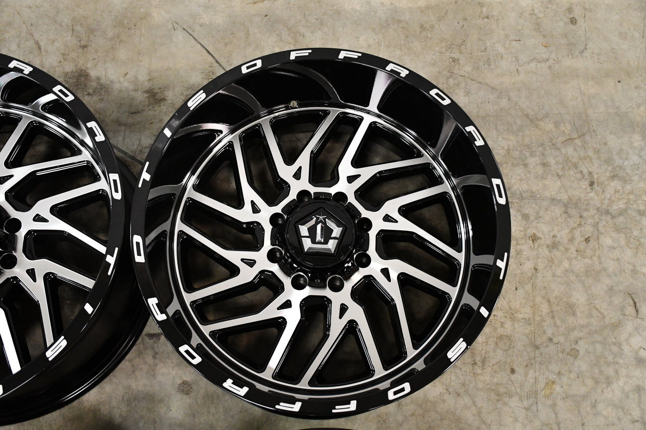 Set 4 20" TIS 544MB Gloss Black Machined Face 20x10 Wheels 8x6.5 -25mm Rims