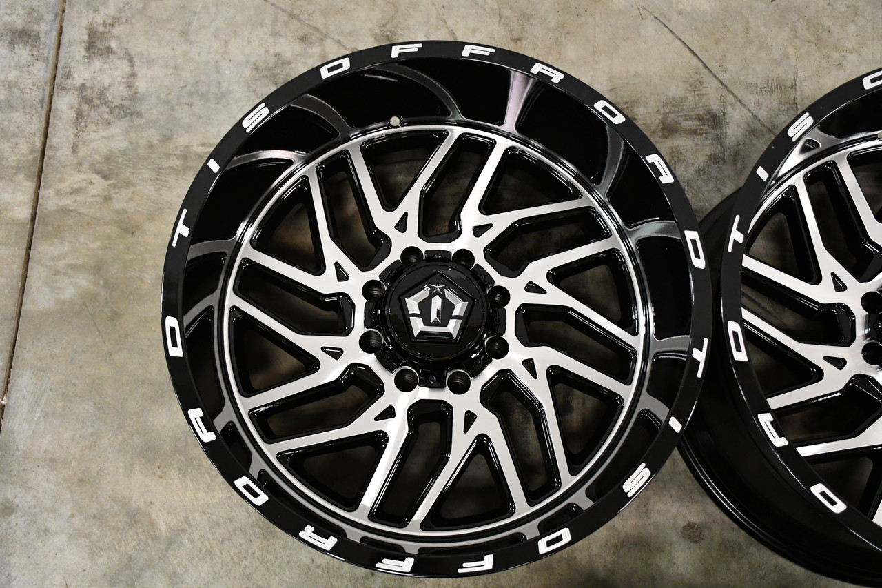 Set 4 20" TIS 544MB Gloss Black Machined Face 20x10 Wheels 8x6.5 -25mm Rims