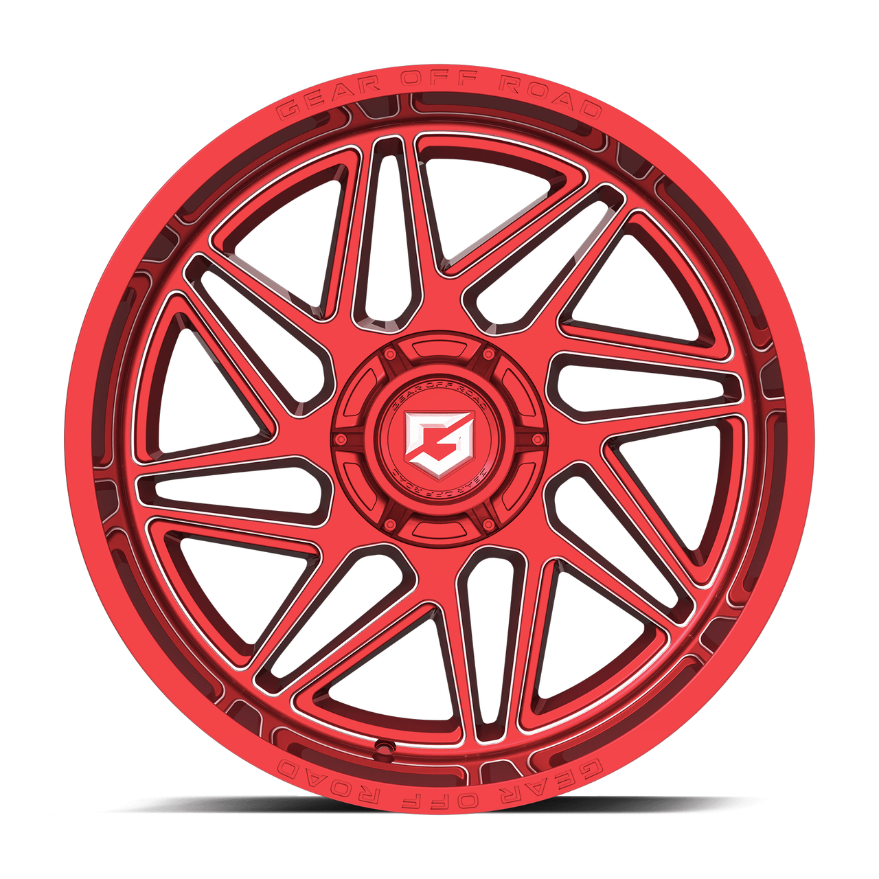 Set 4 20" Gear Off Road 761RM gloss red w/milled accents & lip logo 20x10 Wheels 8x6.50 -19mm