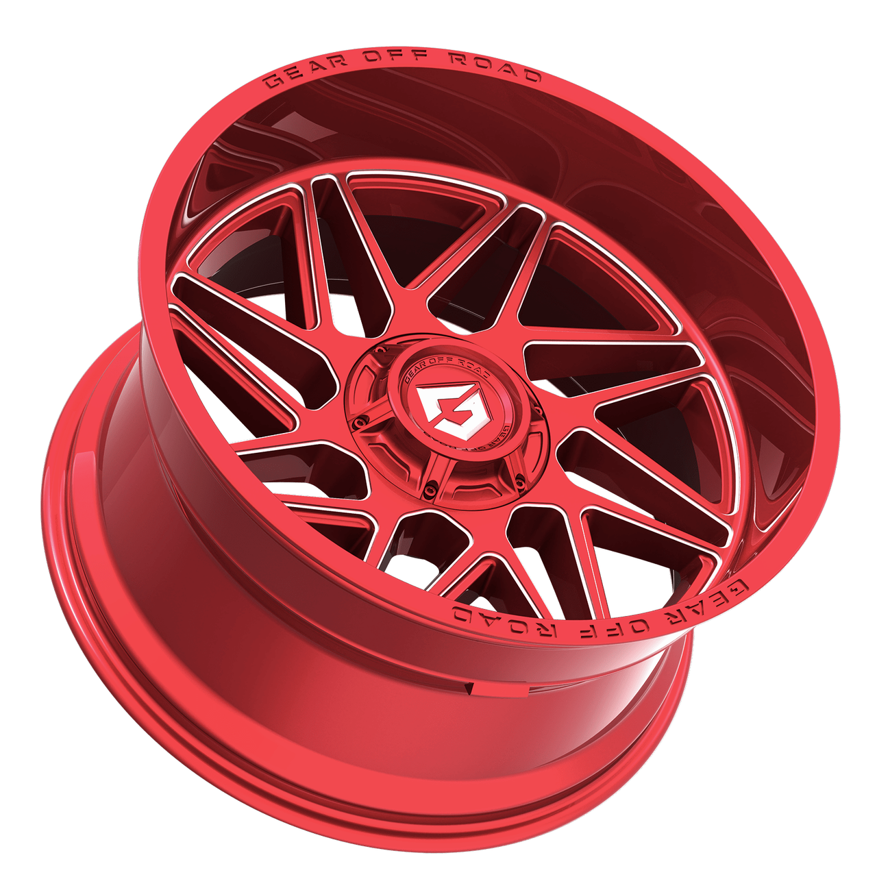 Set 4 20" Gear Off Road 761RM gloss red w/milled accents & lip logo 20x12 Wheels 6x135 6x5.50 -44mm