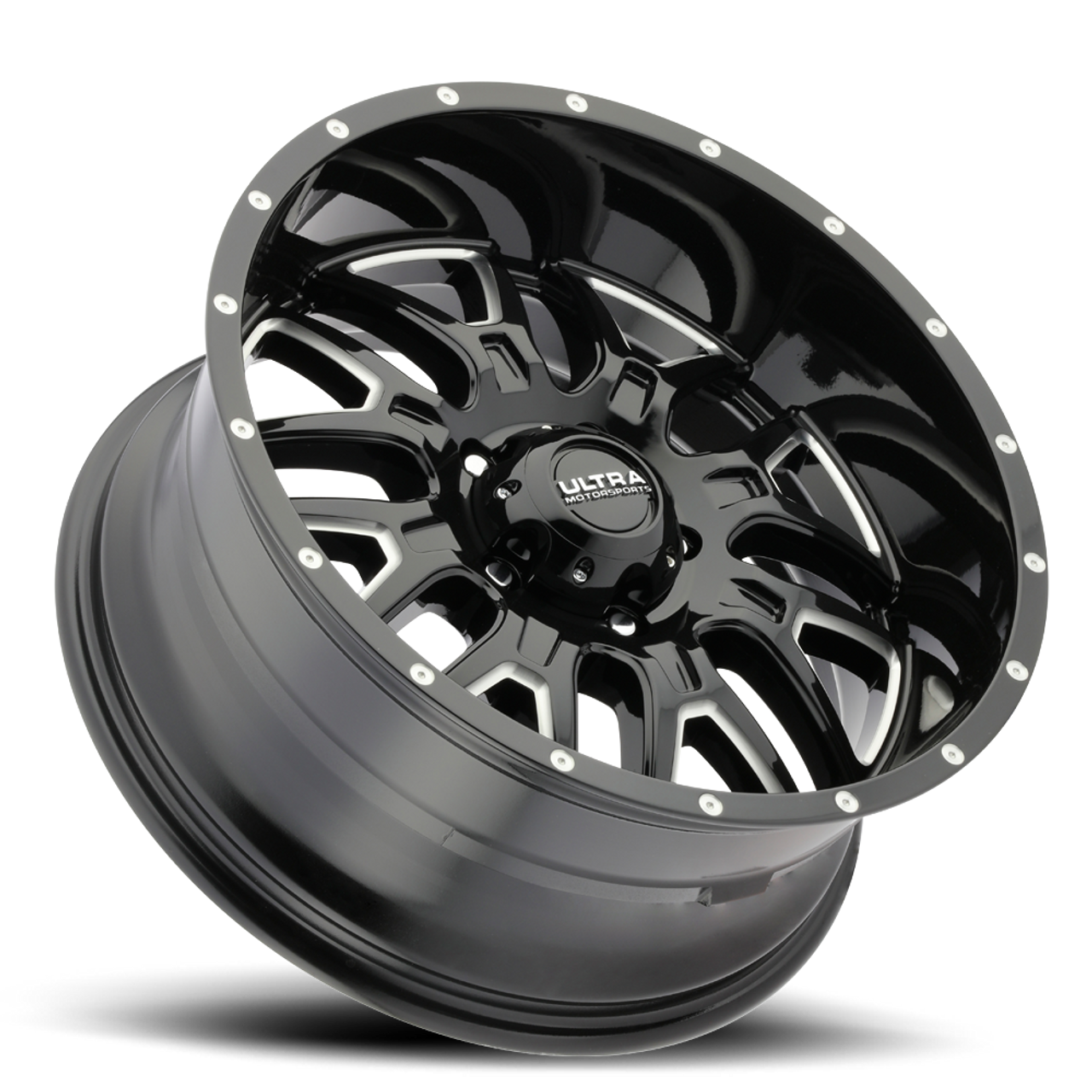 Set 4 17" Ultra 203BM Hunter Gloss Black Milled 17x9 Wheels 5x5 10mm Truck Rims