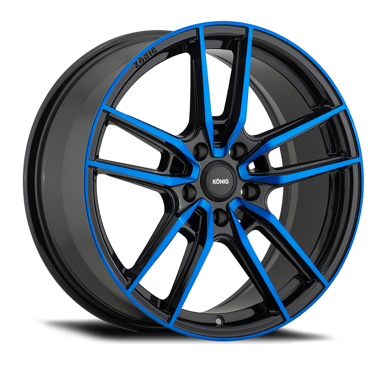17" Konig 55BB Myth 17x8 5x4.5 Gloss Black Blue Tinted Clear-Coat Wheel 43mm Rim
