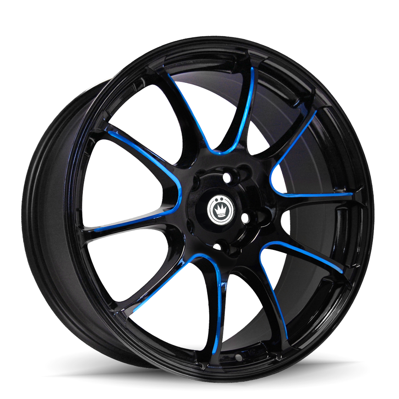 18" Konig 24BB Illusion 18x8 5x4.5 Gloss Black Blue Spoke Accents Wheel 45mm Rim