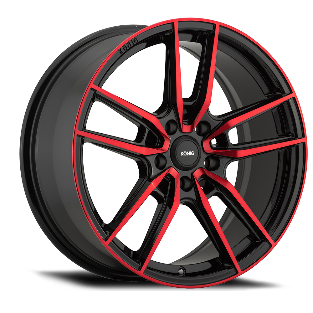 17" Konig 55BR Myth Gloss Black Red Tinted Clear-Coat 17x8 Wheel 5x4.5 43mm