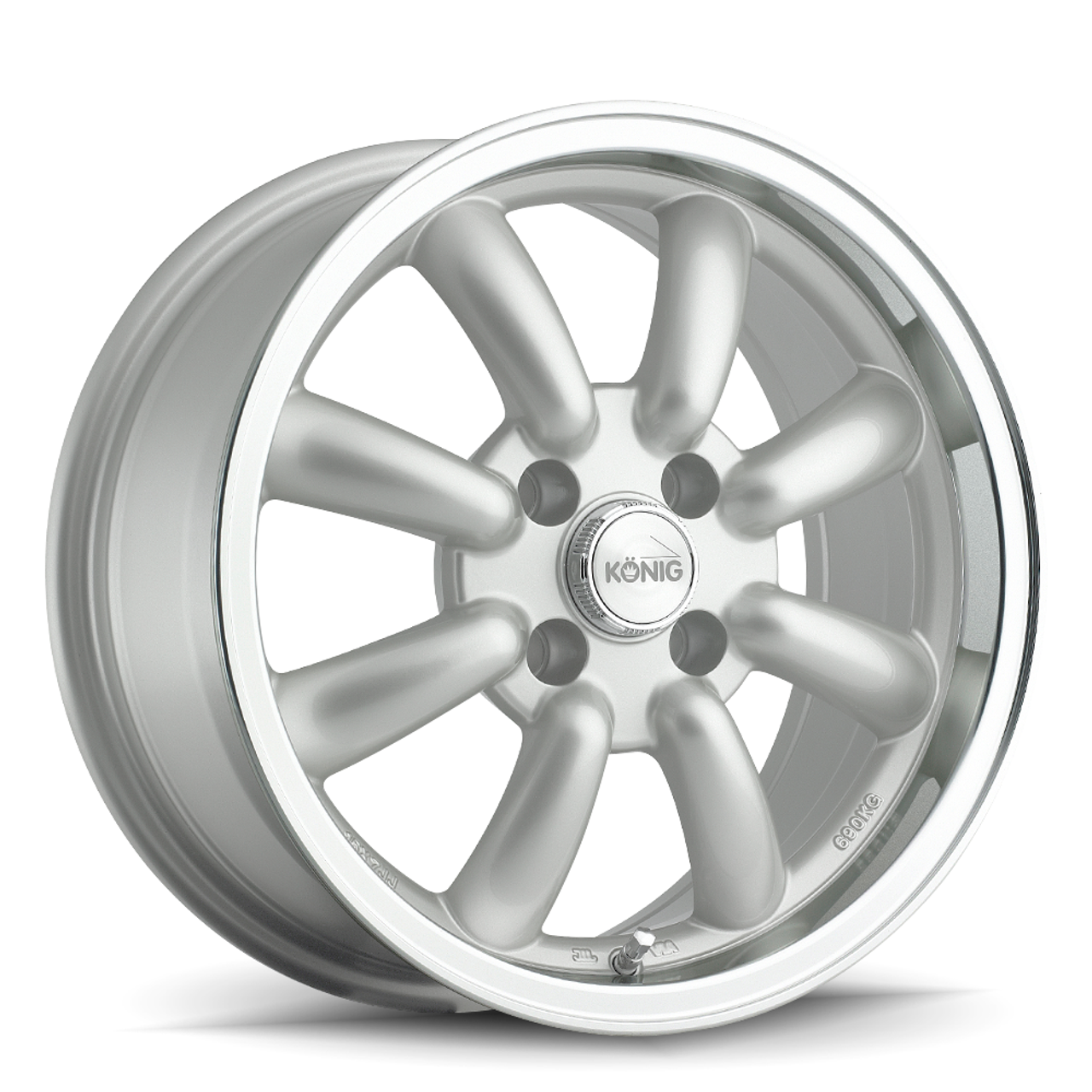 16" Konig 35S Rewind 16x7 4x4.5 Silver with Machined Lip Wheel 0mm Rim