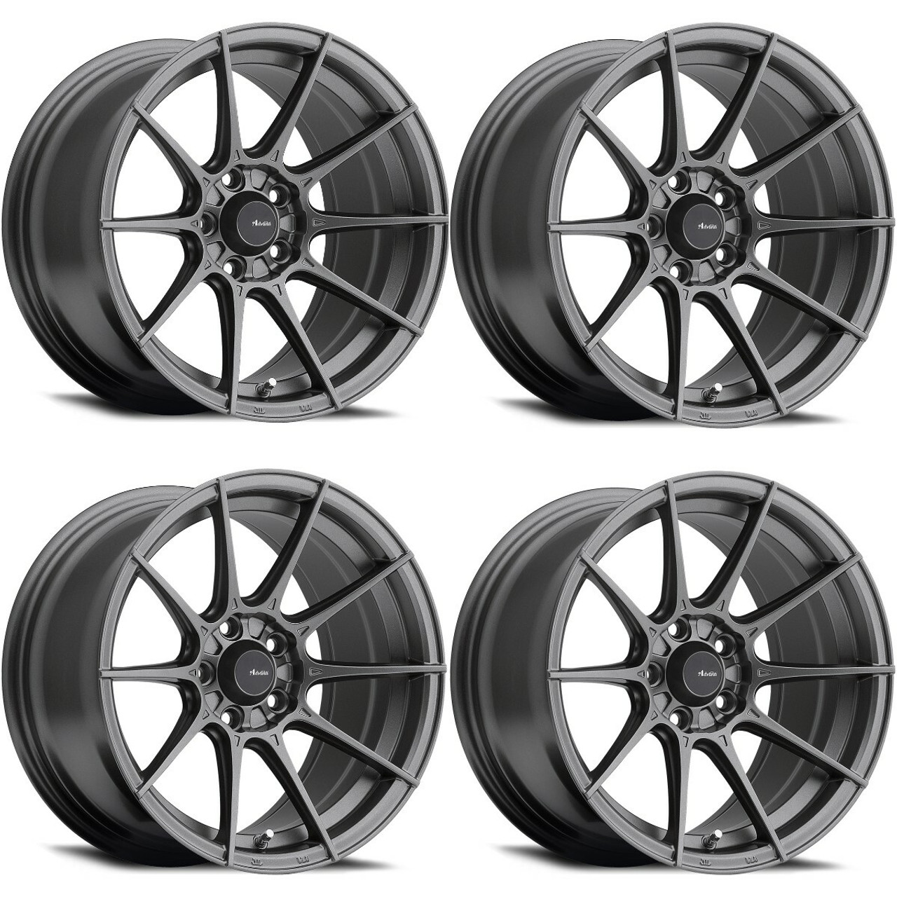 Set 4 15" Advanti Racing 79G Storm S1  15x8 Matte Grey Wheels 4x100 +25mm