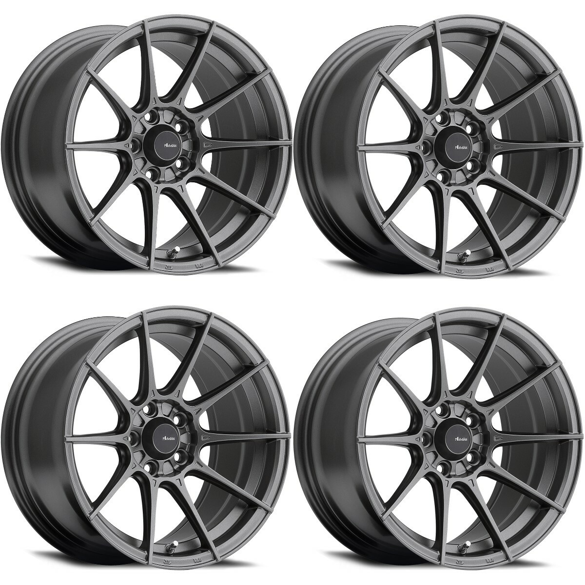 Set 4 15" Advanti Racing 79G Storm S1  15x8 Matte Grey Wheels 4x100 Rims +25mm