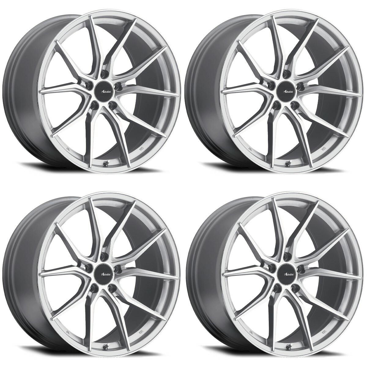 Set 4 18" Advanti Racing 80S Hybris 18x8 Silver Machined Wheels 5x115 Rims +35mm