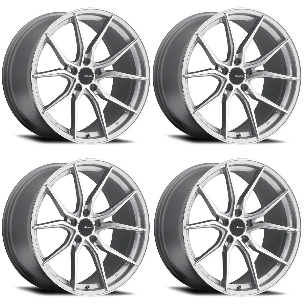 Set 4 18" Advanti Racing 80S Hybris  18x8 Silver Machined Wheels 5x108 +45mm