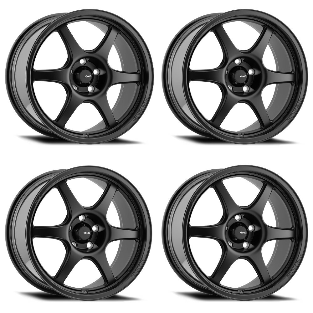Set 4 18" Konig 106B Hexaform Matte Black 18x10 Wheels 5x120 33mm Street Rims