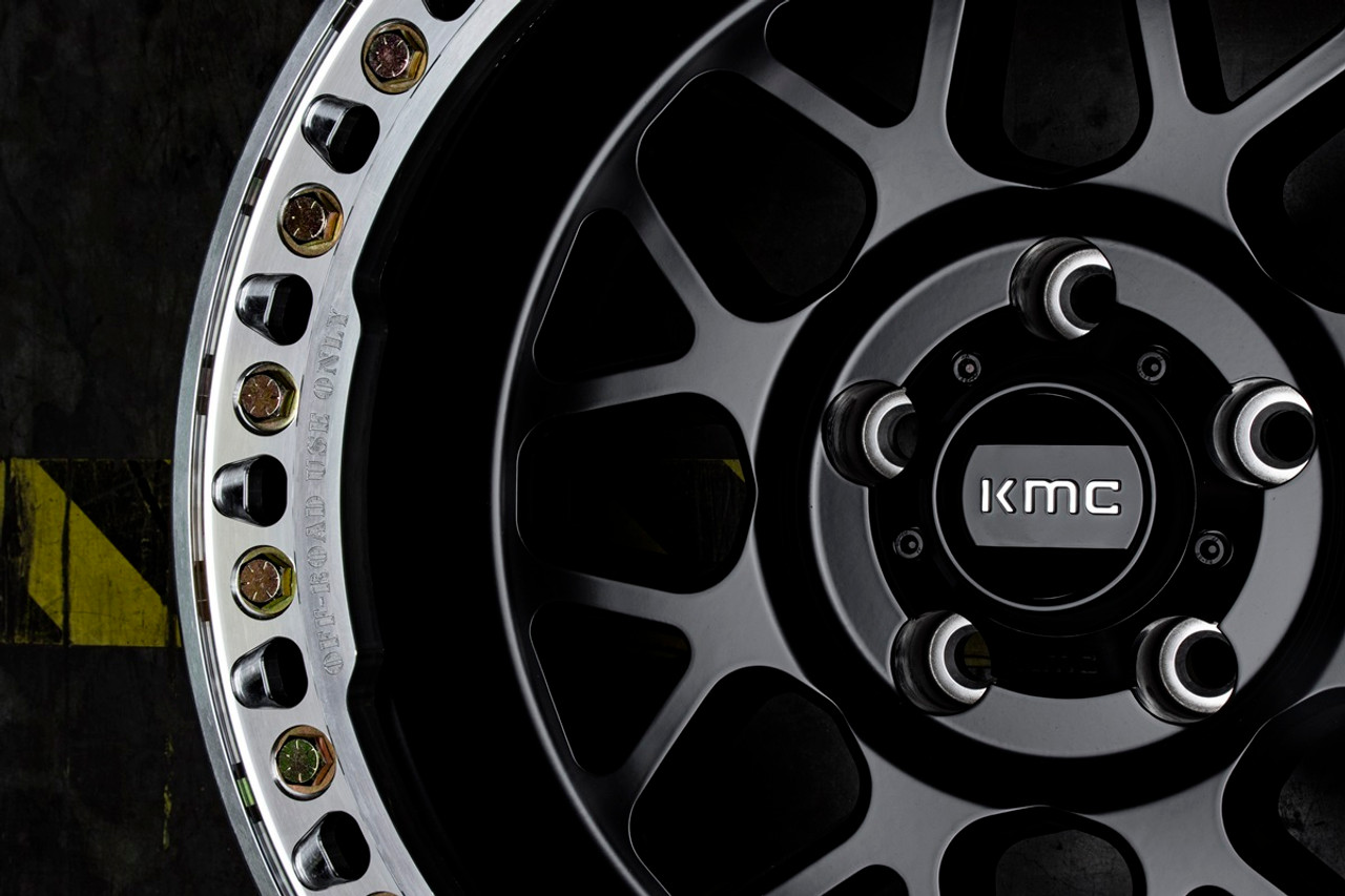 Set 4 KMC KM235 Grenade Crawl Beadlock 17x8.5 8x6.5 Satin Black Wheels 17" 0mm