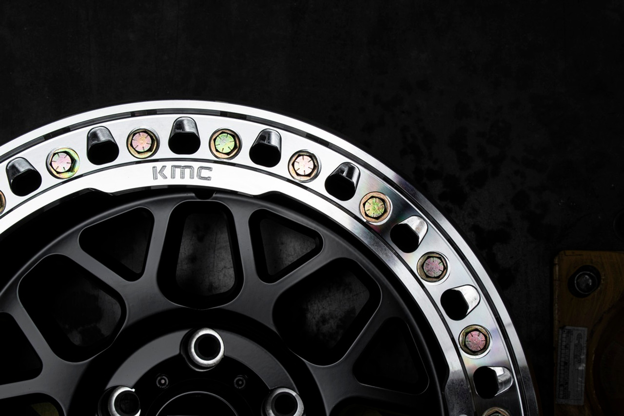 Set 4 KMC KM235 Grenade Crawl Beadlock 17x8.5 8x6.5 Satin Black Wheels 17" 0mm