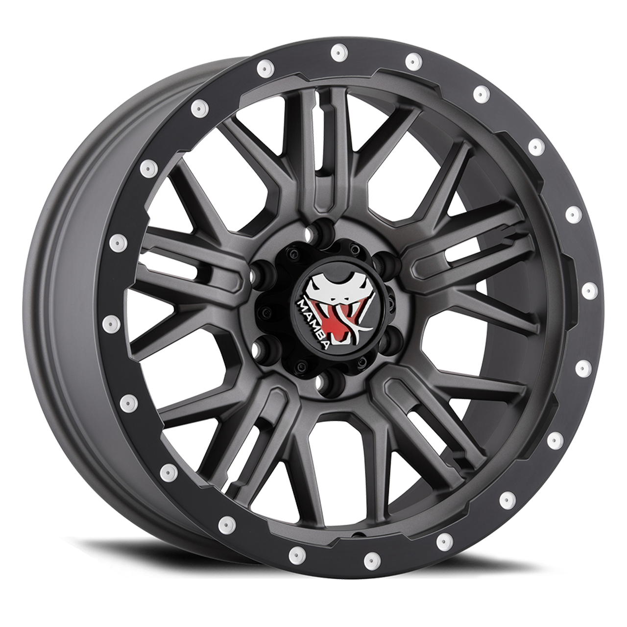 17" Mamba 597MG M25 17x9 5x5 Matte Grey Wheel -12mm Lifted For Jeep Wrangler Rim