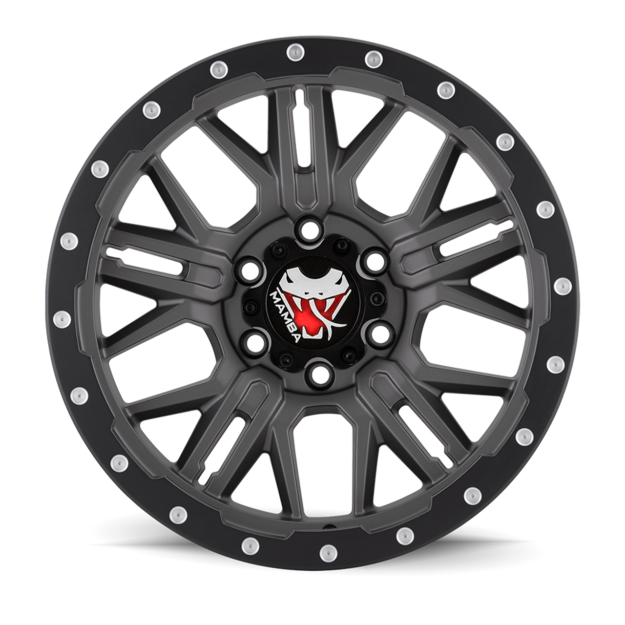 17" Mamba 597MG M25 17x9 5x5 Matte Grey Wheel -12mm Lifted For Jeep Wrangler Rim