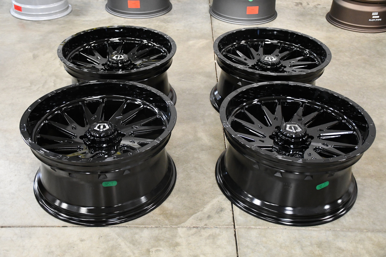 Set 4 24" TIS 547B Gloss Black 24x14 Wheels 8x180 -76mm Lifted For Chevy GMC RIm