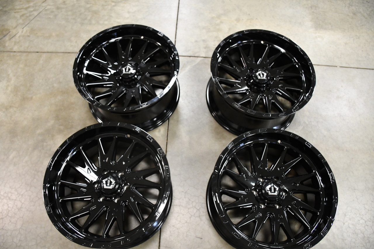 Set 4 24" TIS 547B Gloss Black 24x14 Wheels 8x180 -76mm Lifted For Chevy GMC RIm