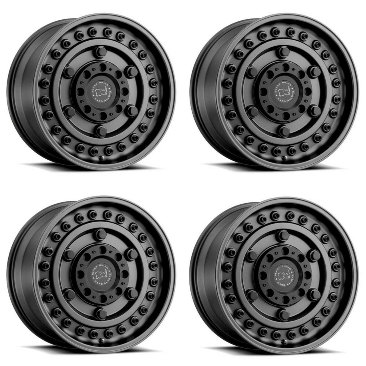 Set 4 Black Rhino Armory 20x9.5 8x6.5 Gun Black Wheels 20