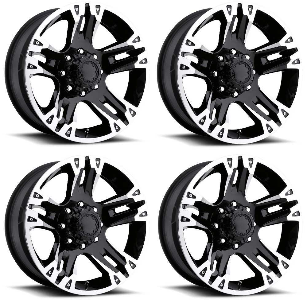 Set 4 16" Ultra 235B Maverick Gloss Black Diamond Cut Lip 16x8 8x6.5 -06mm Rims
