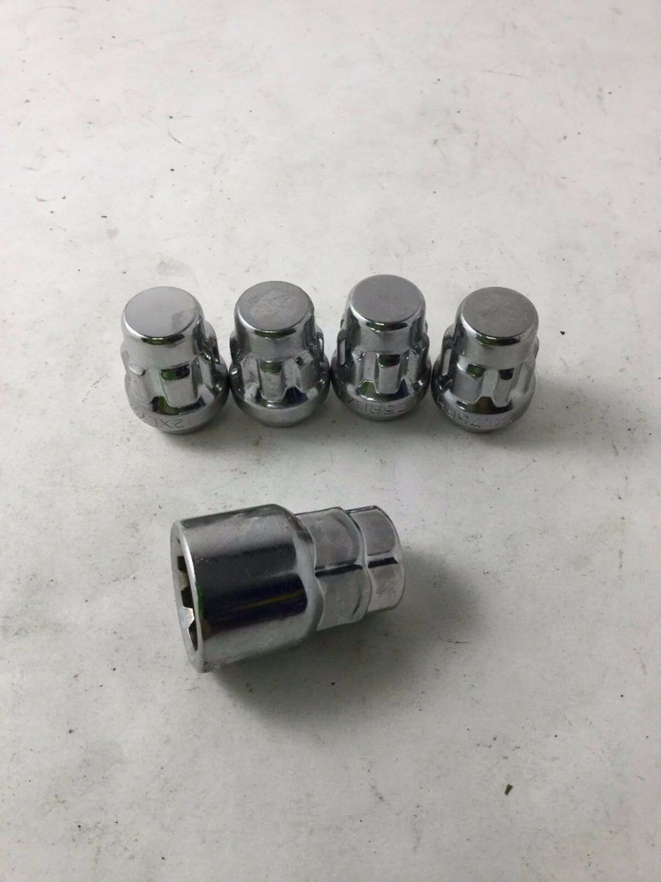 Set 4 M14x1.5 Chrome Bulge Wheel Locks 1.4" Tall Solid 1-Piece 14mm x 1.5 W2014L