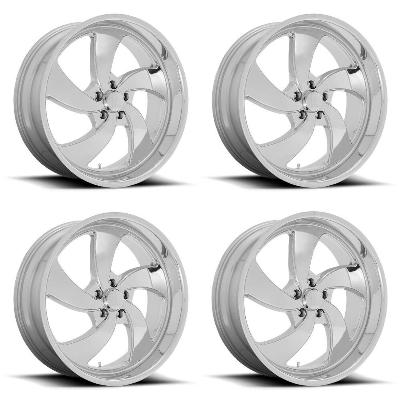 Set 4 22" US Mag U132 Desperado 22x8.5 5x4.75 Chrome Wheels 1mm Rims