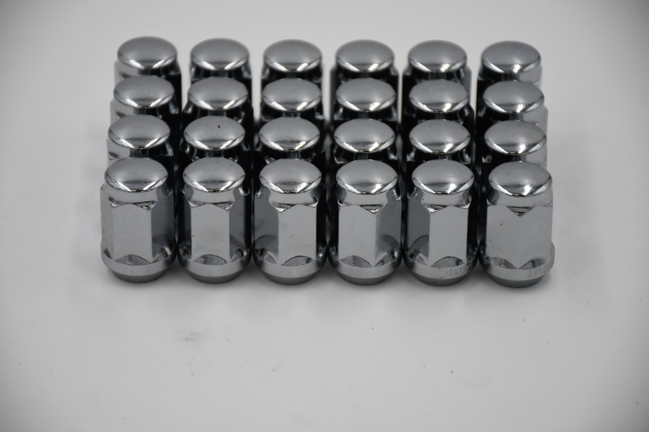 Set 24 12mm x 1.5 Chrome 3/4" Hex Lug Nuts 1.4" Tall Conical Seat M12x1.5