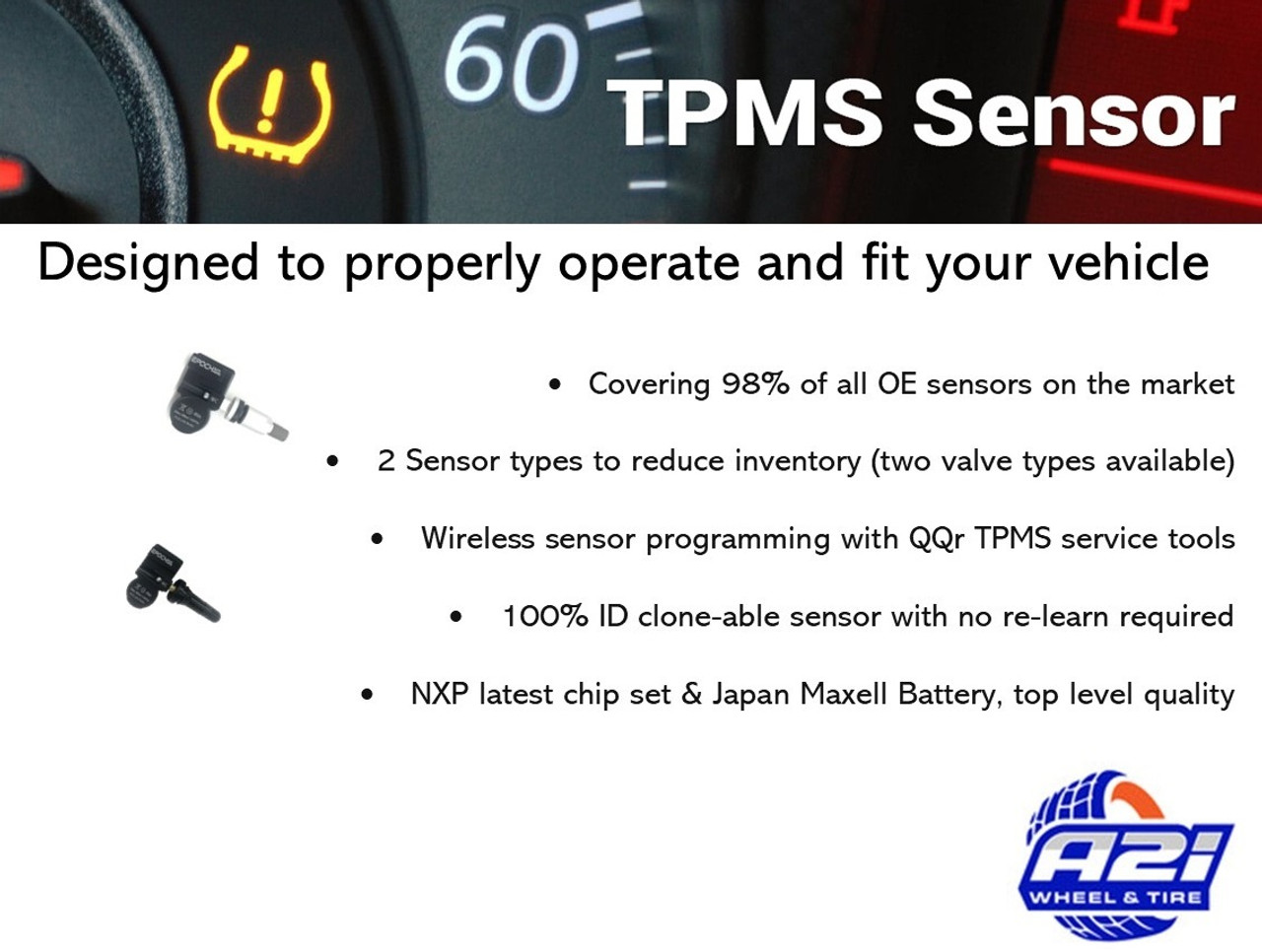 Set 4 TPMS Tire Pressure Sensors 315Mhz Rubber fits 08-09 Mitsubishi Heavy Duty