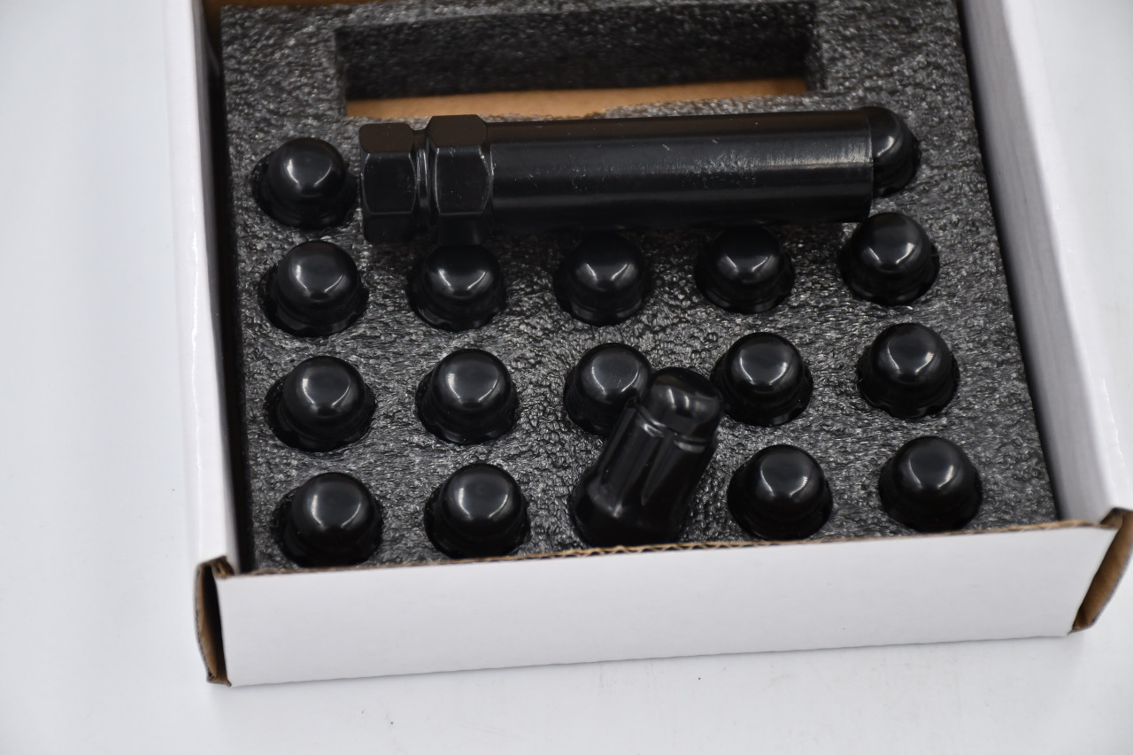Set 20 Epoch Spline Lug Nut Kit Black 1/2" 1.4" Tall 1/2-20