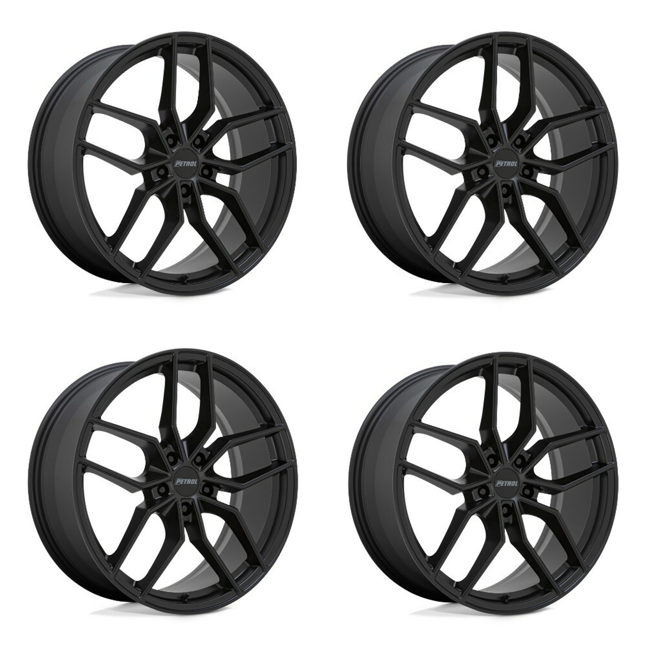 Set 4 18" Petrol P5C 18x8 5x112 Matte Black Wheels 40mm Rims Set 4 18" Petrol P5C 18x8 5x112 Matte Black Wheels 40mm Rims