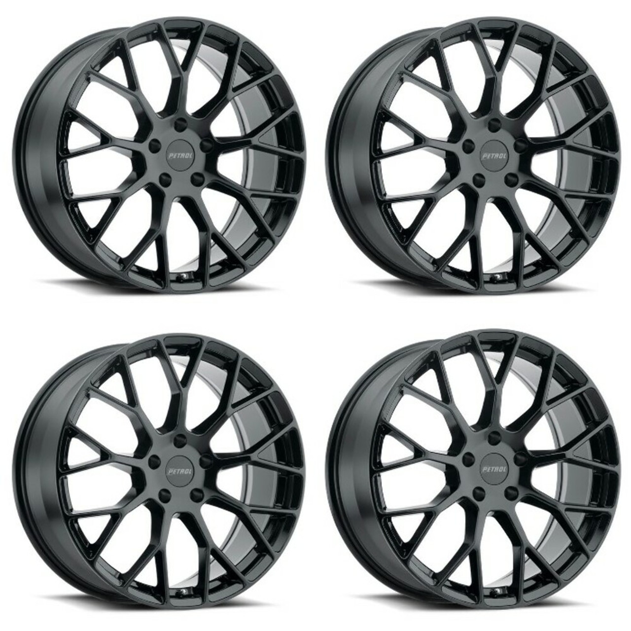 Set 4 Petrol P2B 19x8 5x120 Gloss Black Wheels 19" 35mm Rims 5 Lug