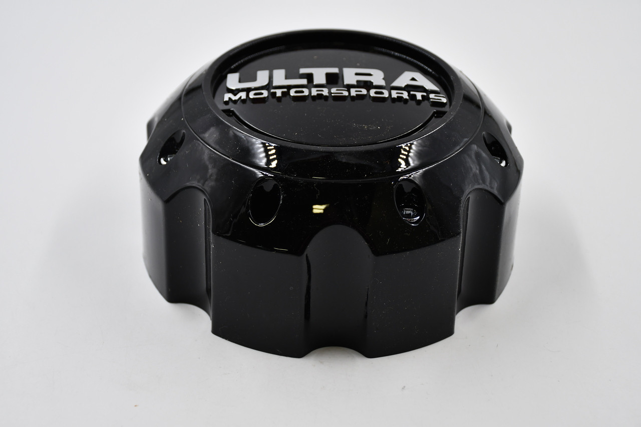 Ultra Motorsports Gloss Black w/ Chrome Logo Wheel Center Cap Hub Cap A89-9798BK 6.5" 8 Lug