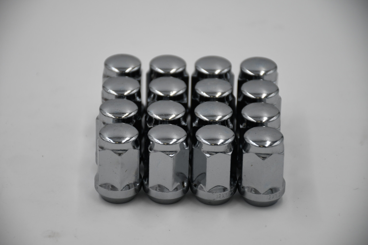 Set 16 12mm x 1.5 Chrome 3/4" Hex Lug Nuts 1.4" Tall Conical Seat M12x1.5