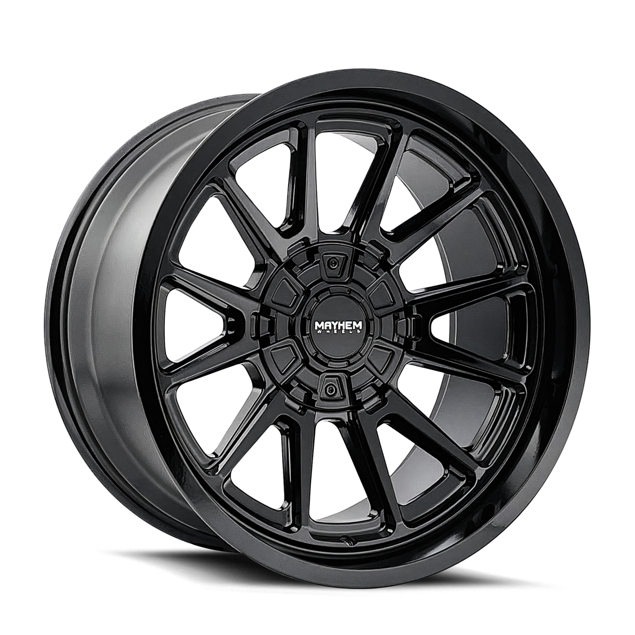 20" Mayhem Intrepid 20x10 Gloss Black 8x180 Wheel -24mm Lifted For Chevy GMC Rim
