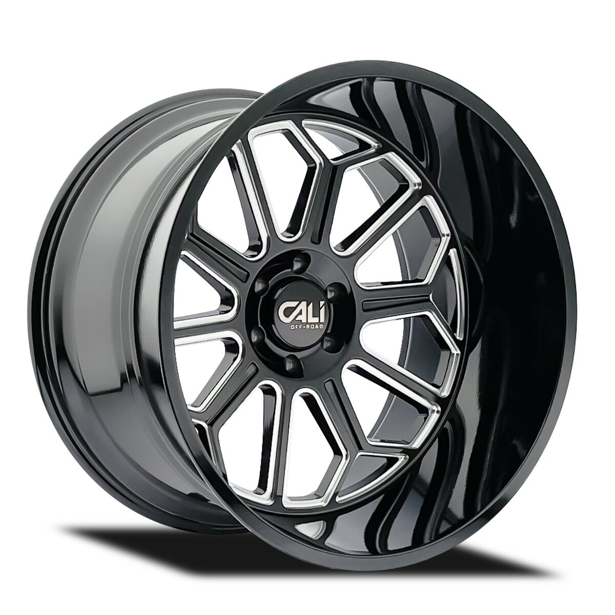 24" Cali Off-Road Auburn 24x14 Black Milled 8x170 Wheel -76mm For Ford Truck Rim
