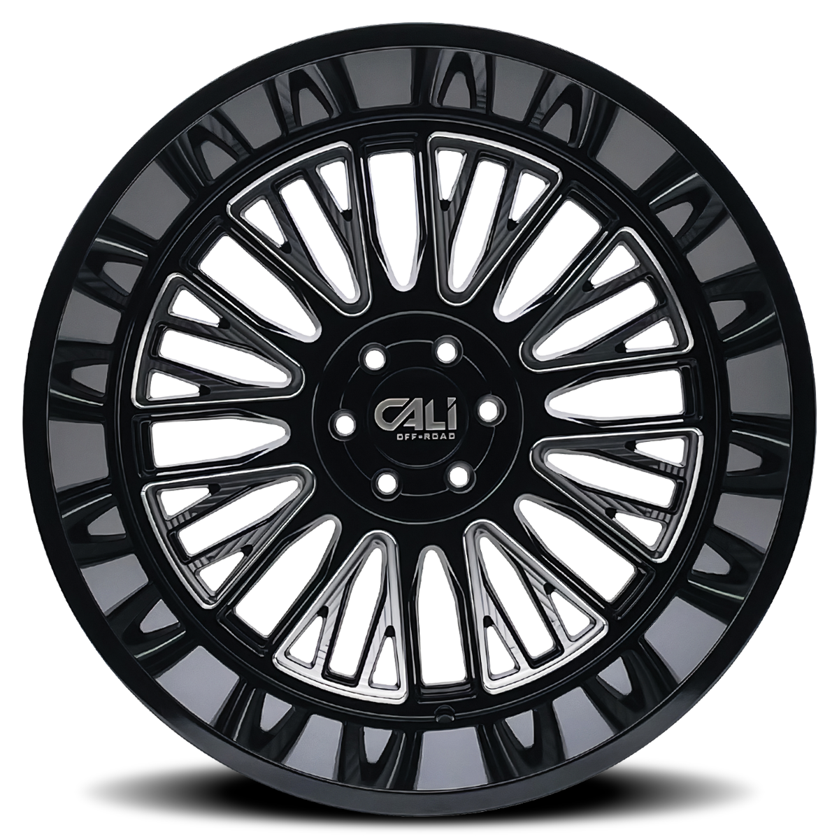 Cali Off-Road Vertex 24x14 8x6.5 -76mm Black Milled 8 Lug Truck Rim 9116-24481BM