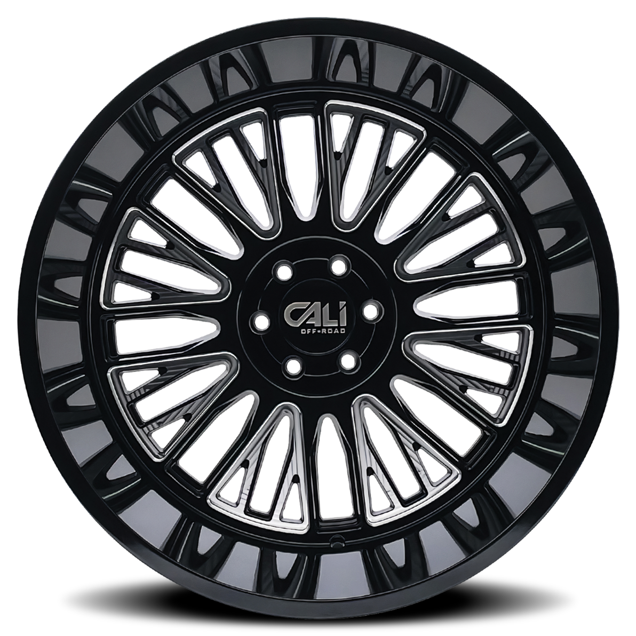 20" Cali Off-Road Vertex 20x10 Black Milled 6x5.5 -25mm Lifted For Chevy GMC Rim