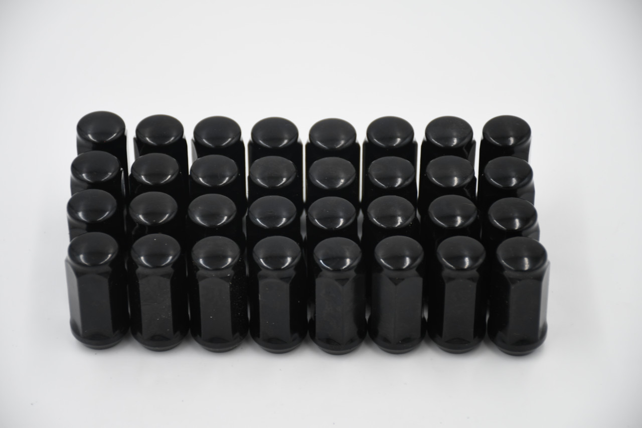 Set 32 Black Lug Nuts 3/4 Hex - 14mm x 2.0 1.75" Tall