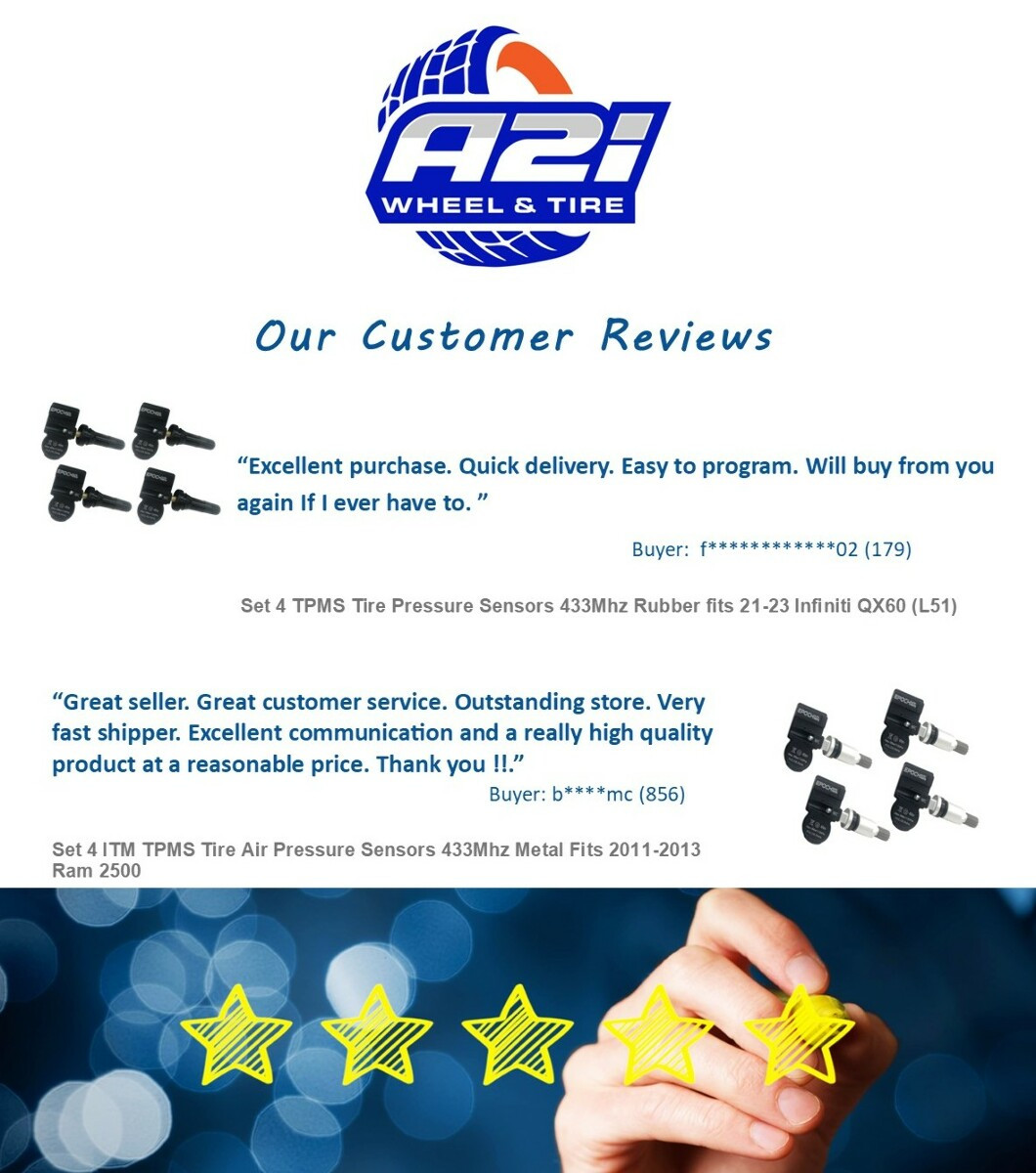 Single TPMS Tire Pressure Sensor 433Mhz Rubber fits 2018 Cadillac CTS