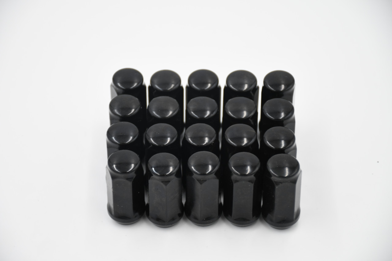Set 20 Black Lug Nuts 3/4 Hex - 14mm x 2.0 1.75" Tall M14x2
