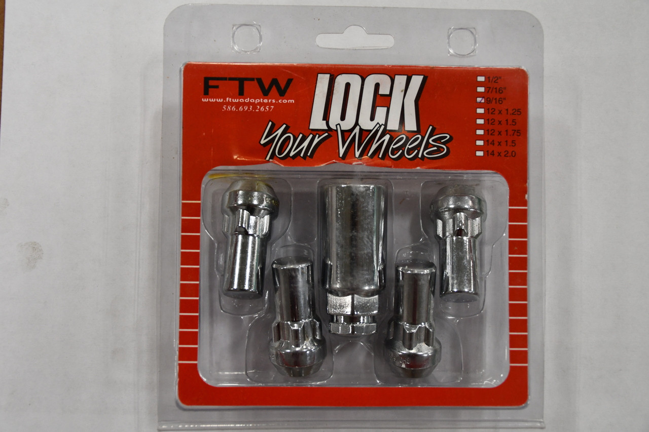 Set 4 9/16-18 Wheel Locks Locking Lug Nuts Chrome w Key WL003L