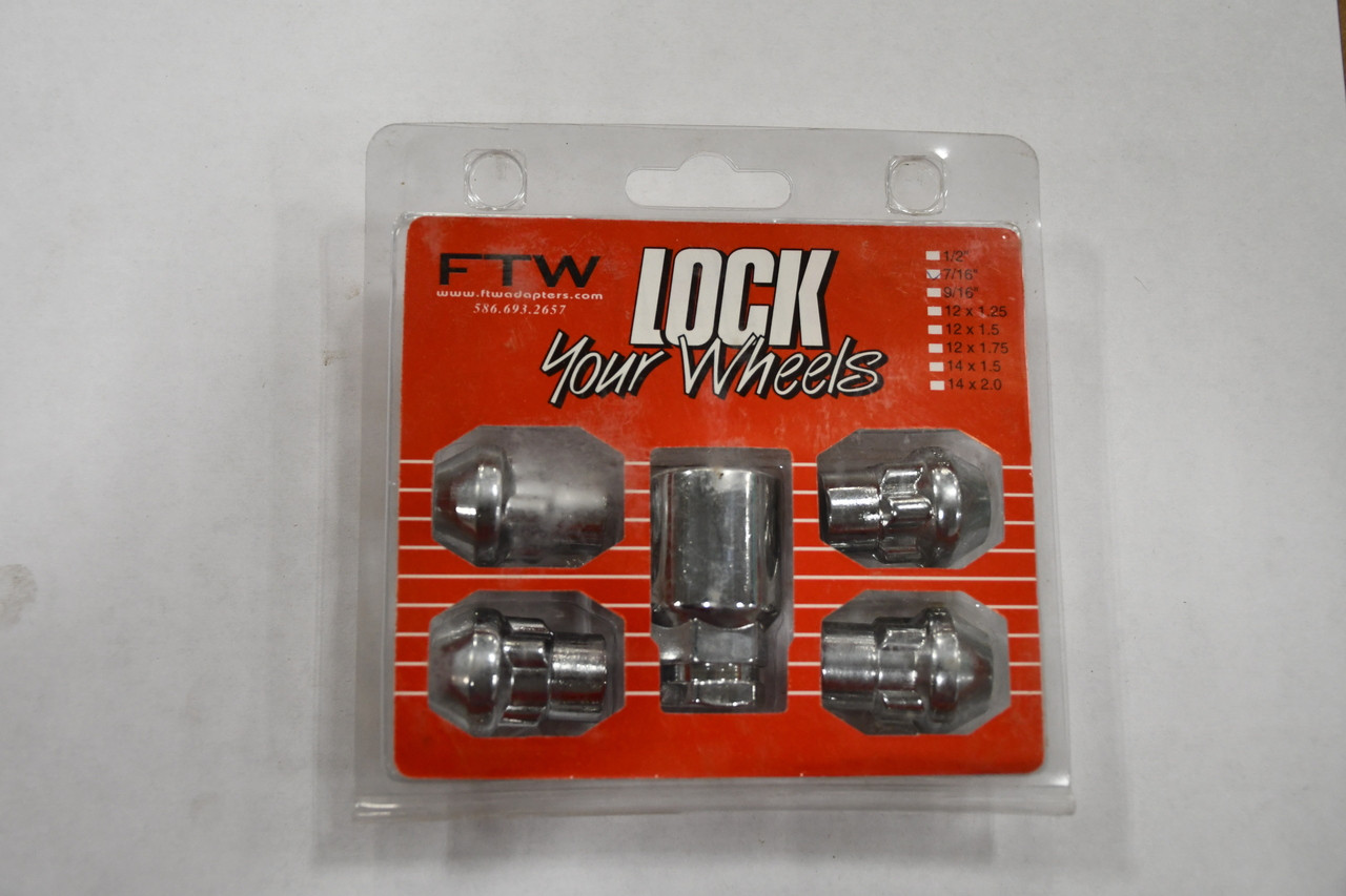 Set 4 7/16 Wheel Locks Locking Lug Nuts Chrome w Key WL003 Closed