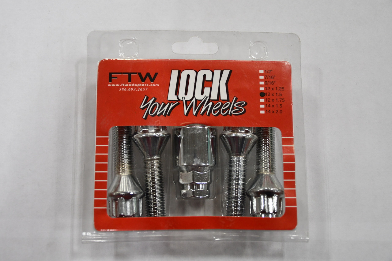Set 4 12x1.5x39 Wheel Locks Locking Lug Nuts Chrome w Key BL001
