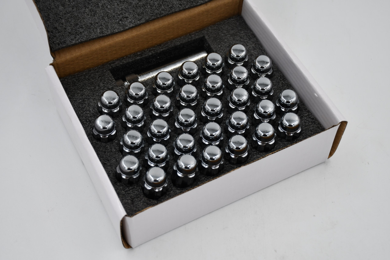 Set 32 Epoch Spline Lug Nut Kit Chrome 14mm x 2.0 1.9" Tall 6 Spline M14x2