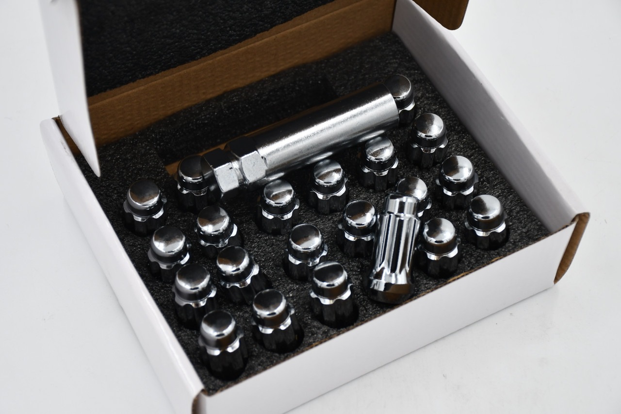 Set 24 Epoch Spline Lug Nut Kit Chrome 14mm x 2.0 1.9" Tall M14x2