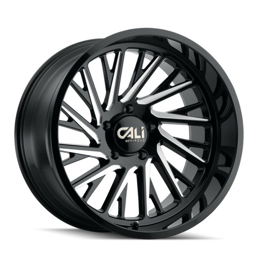 Set 4 20" Cali Off-Road Purge 20x10 Gloss Black Milled Spokes 8x170 Wheels -25mm