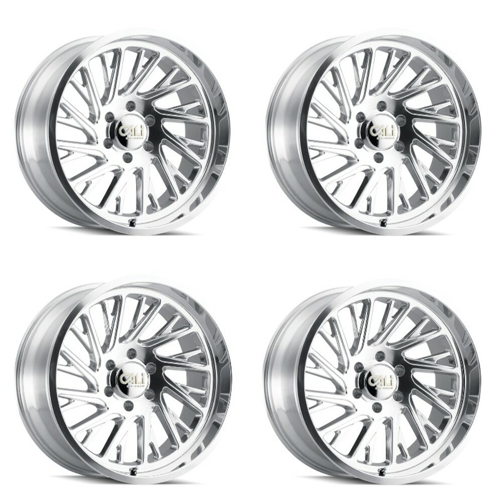 Set 4 22" Cali Off-Road Purge 22x12 Polished Milled Spokes 8x6.5 Wheels -51mm