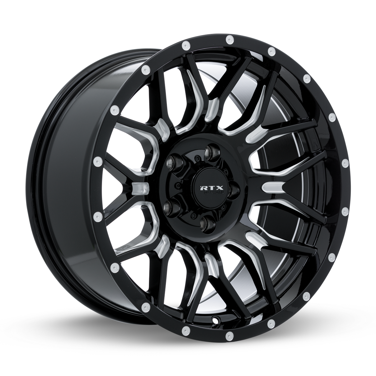 Set 4 18" RTX Claw Gloss Black Milled with Rivets Wheels 18x9 6x135 -12mm Rims